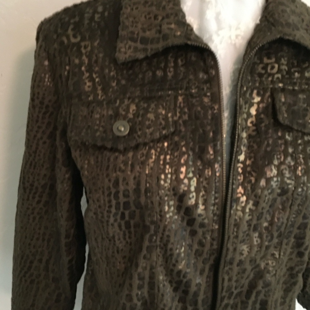 Ruby Rd. Metallic Leopard Print Jacket Full Zip 3… - image 6